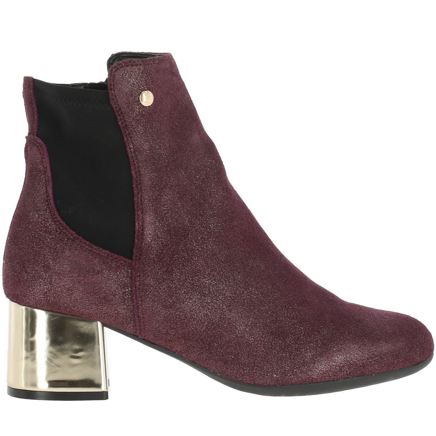 Botin Mujer Cuero Block Party Burdeo-3