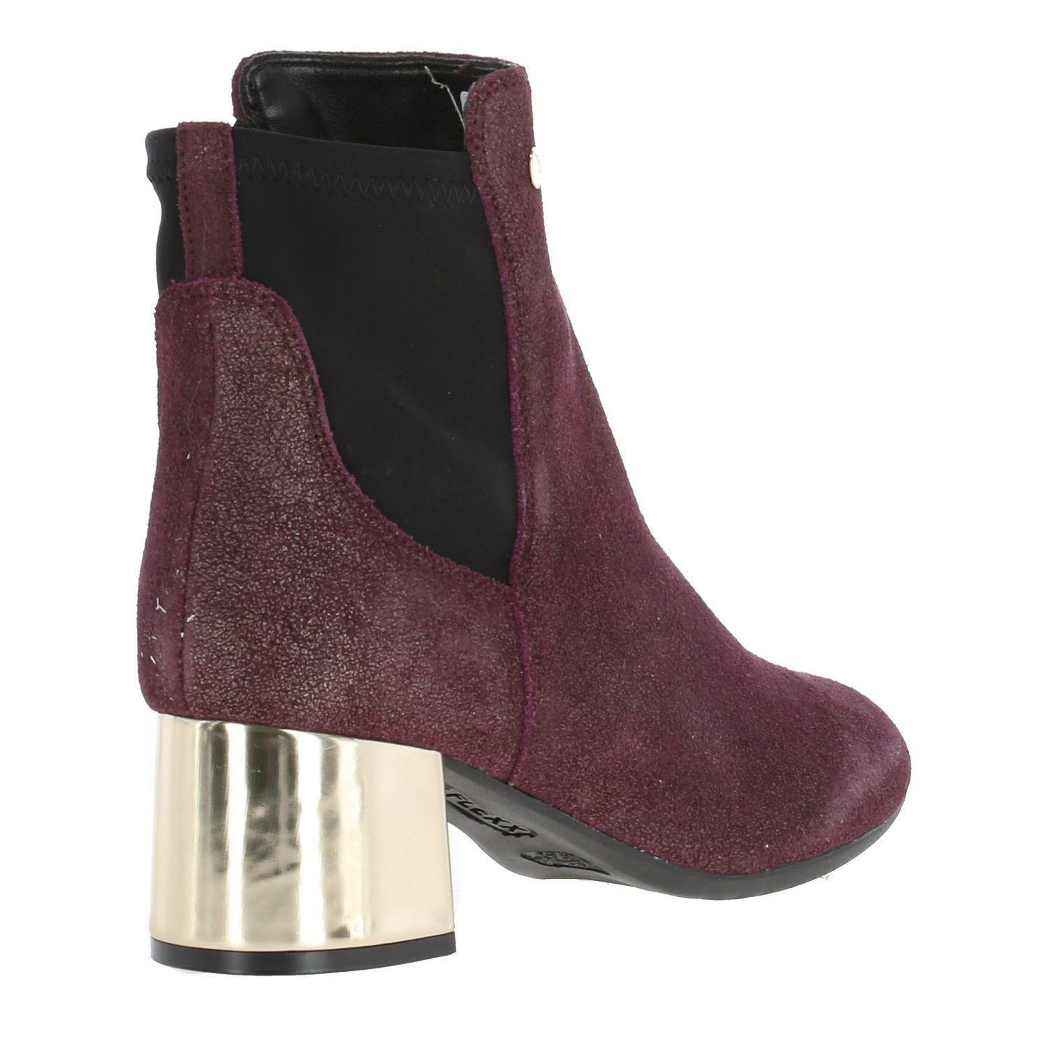 Botin Mujer Cuero Block Party Burdeo-4