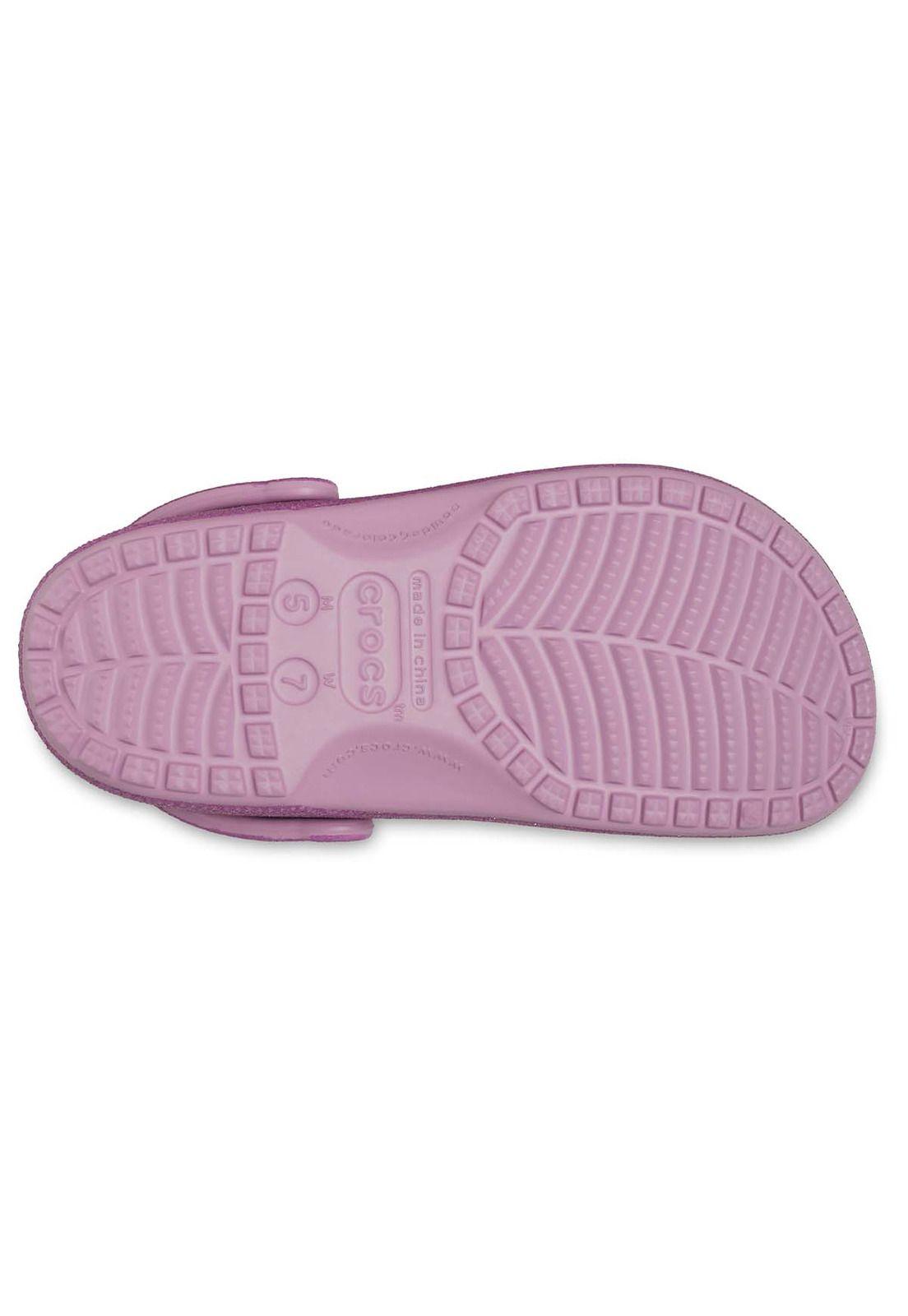 Zueco Crocs Mujer Classic Con Brillos Morado-5
