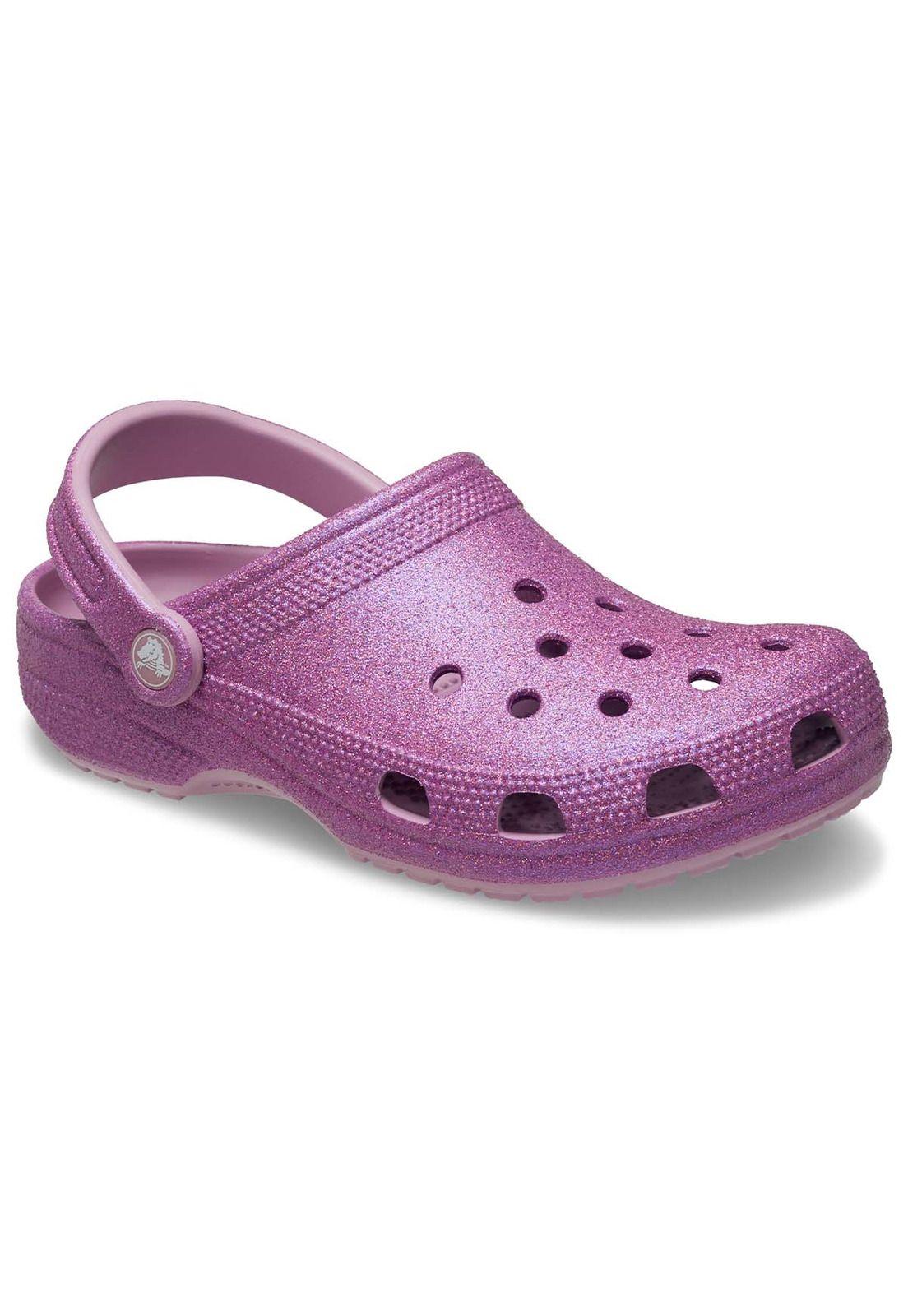 Zueco Crocs Mujer Classic Con Brillos Morado-6