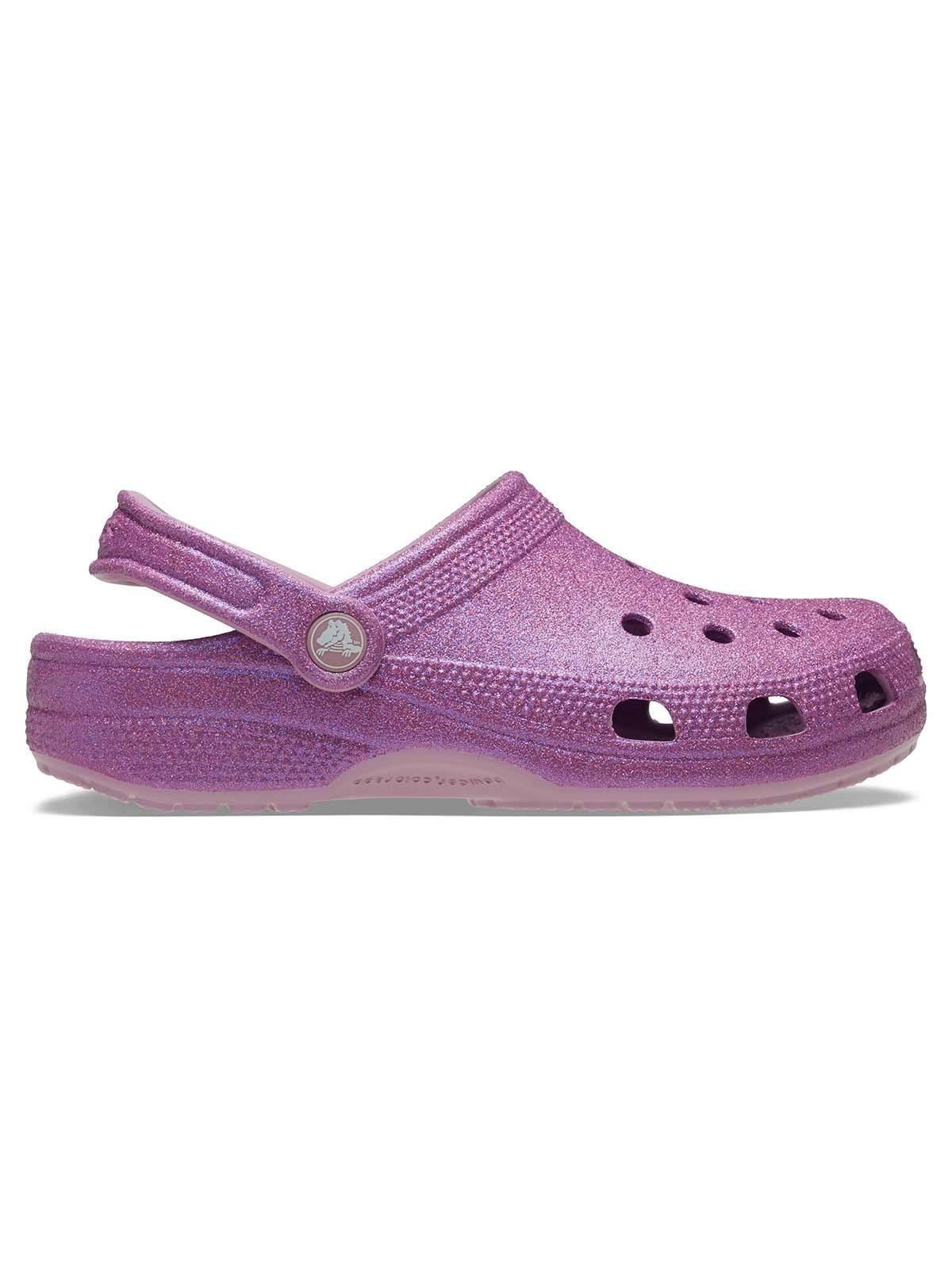 Zueco Crocs Mujer Classic Con Brillos Morado-0