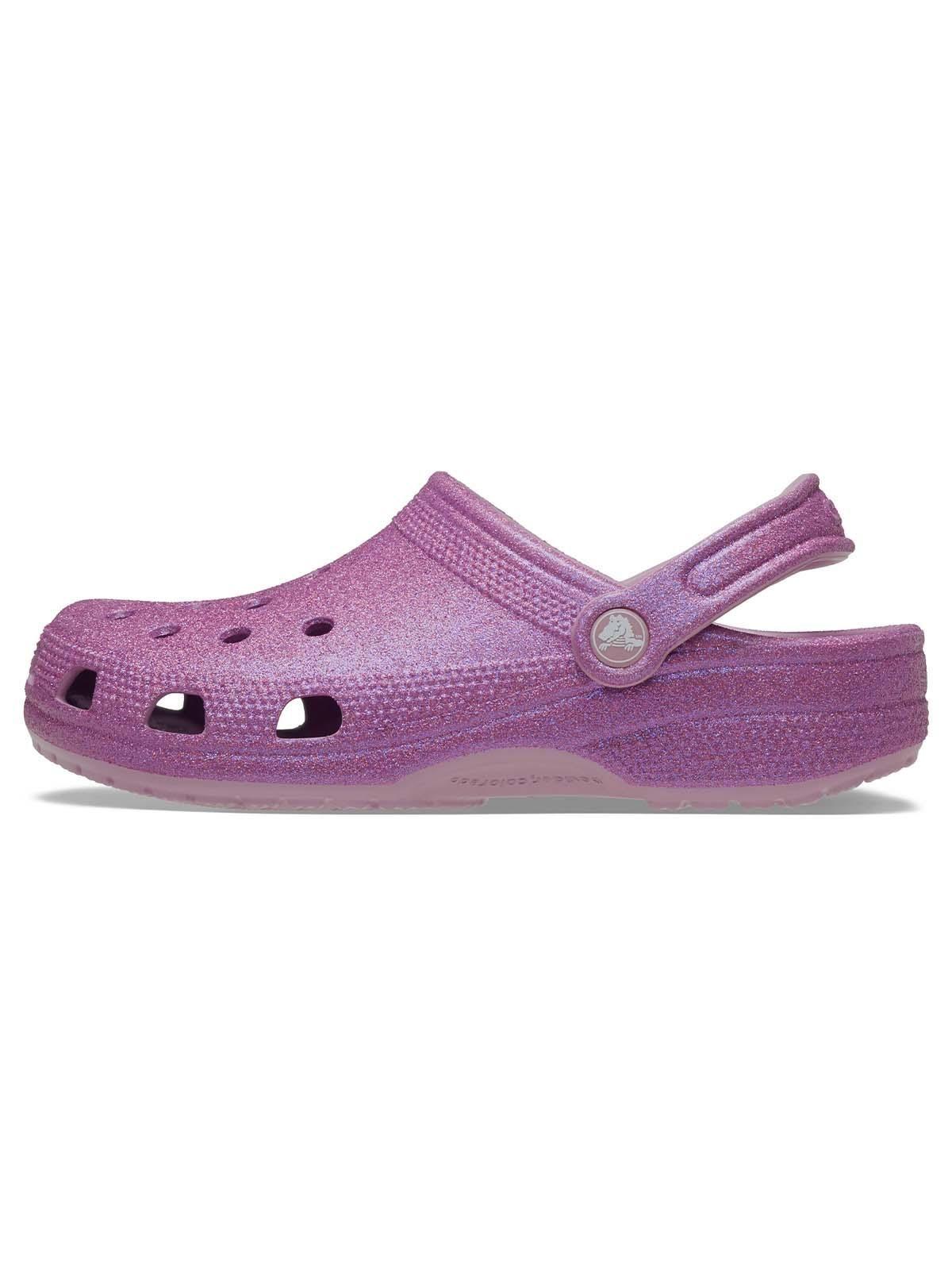 Zueco Crocs Mujer Classic Con Brillos Morado-1