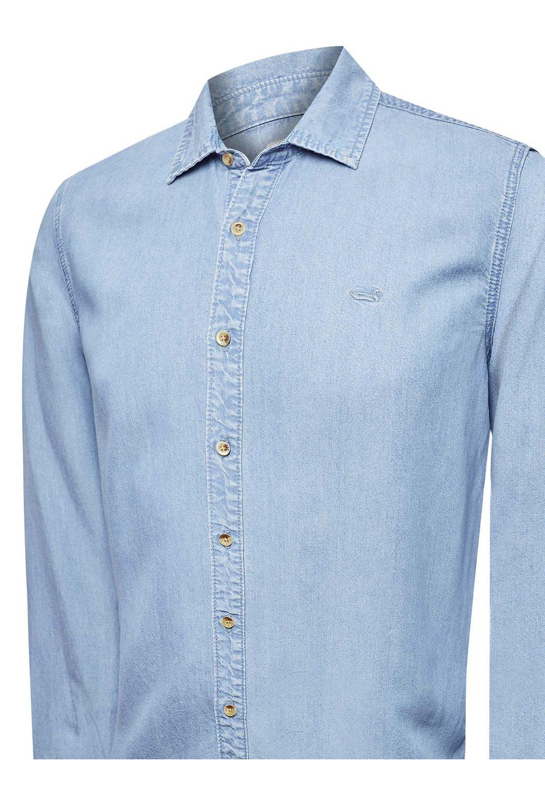 Camisa Tencel Hombre Azul-3