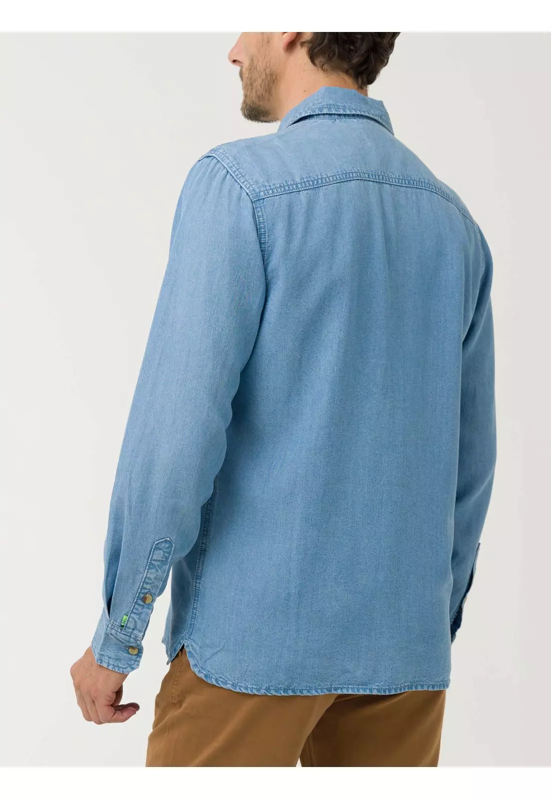 Camisa Tencel Hombre Azul-6