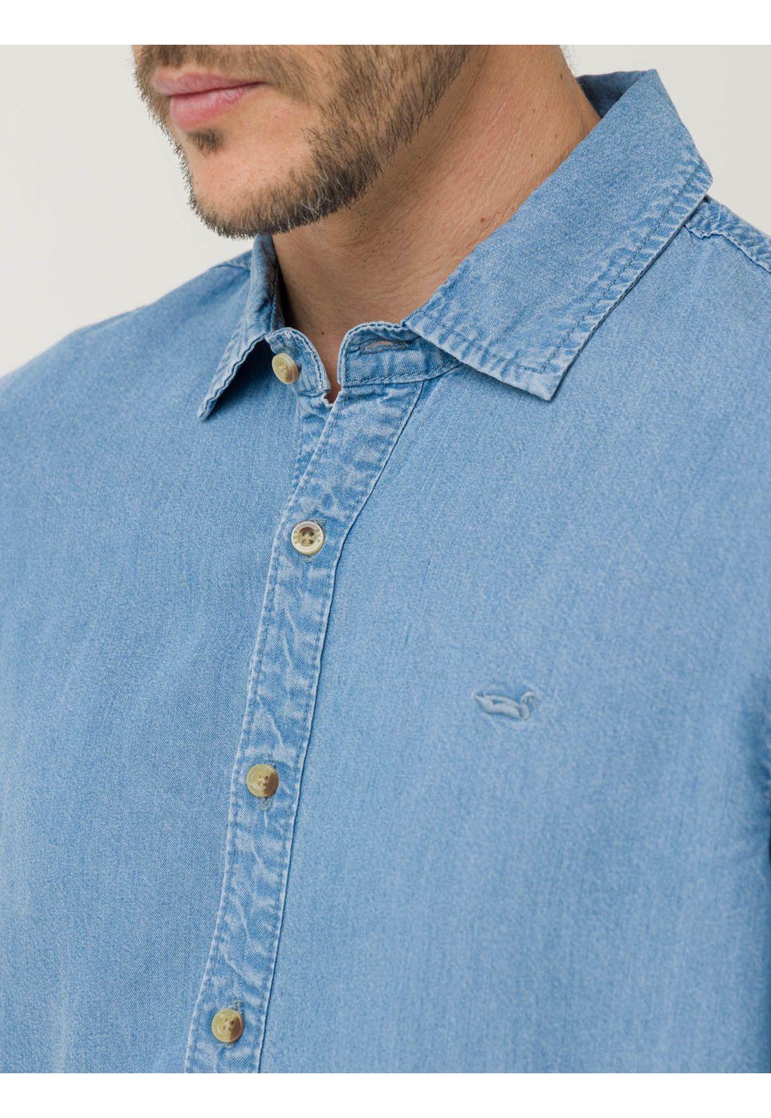 Camisa Tencel Hombre Azul-7