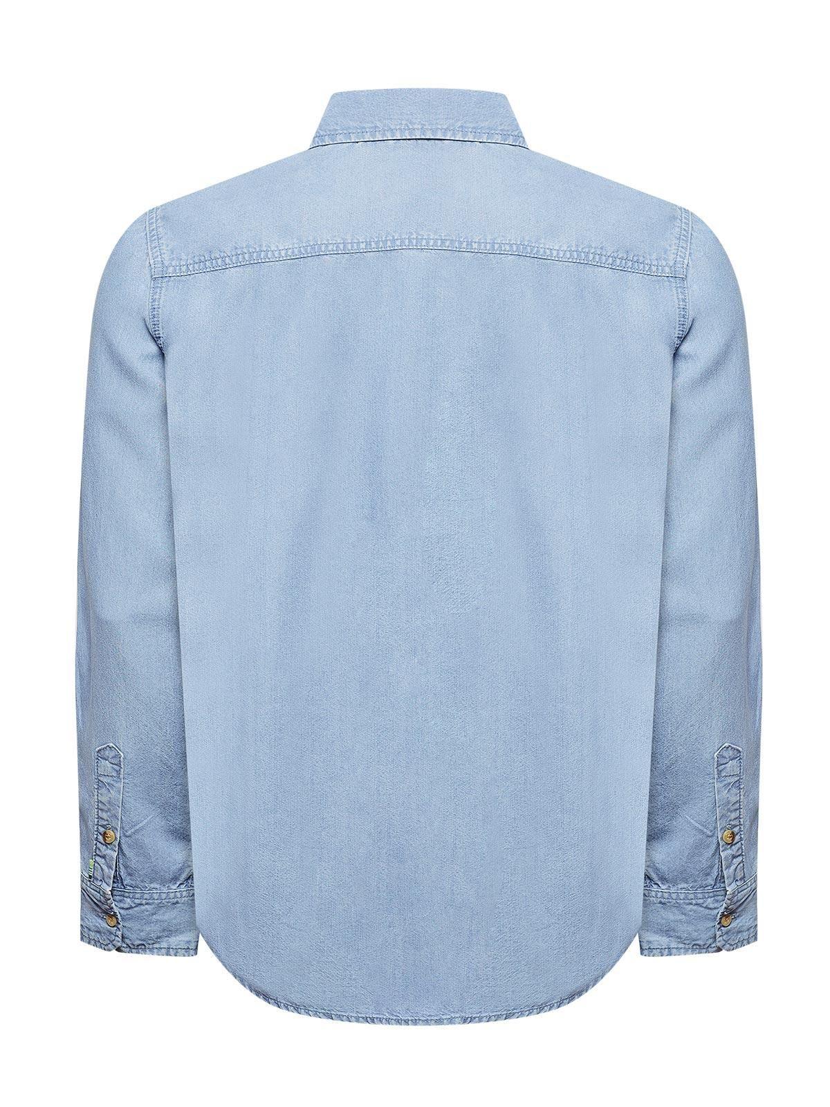 Camisa Tencel Hombre Azul-1