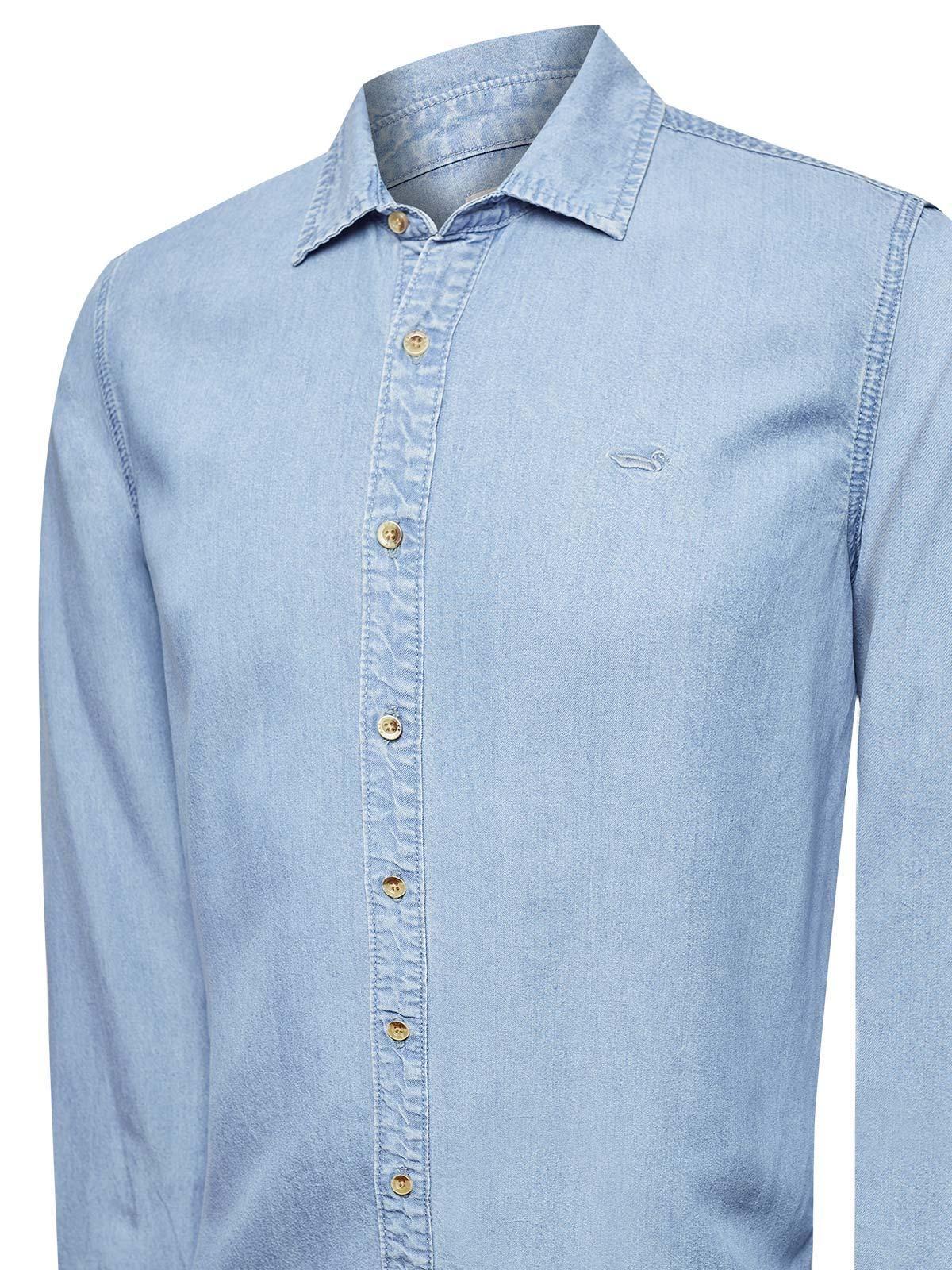Camisa Tencel Hombre Azul-3
