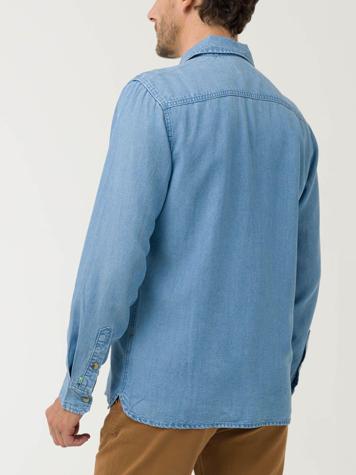 Camisa Tencel Hombre Azul-6