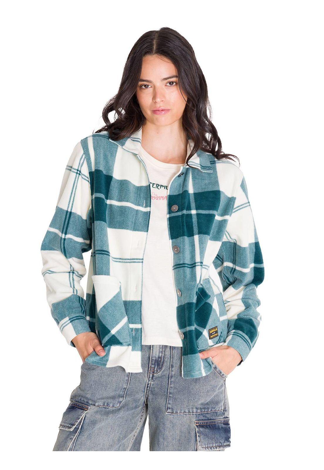 Chaqueta Microfleece Shirt Mujer Verde Petróleo-0