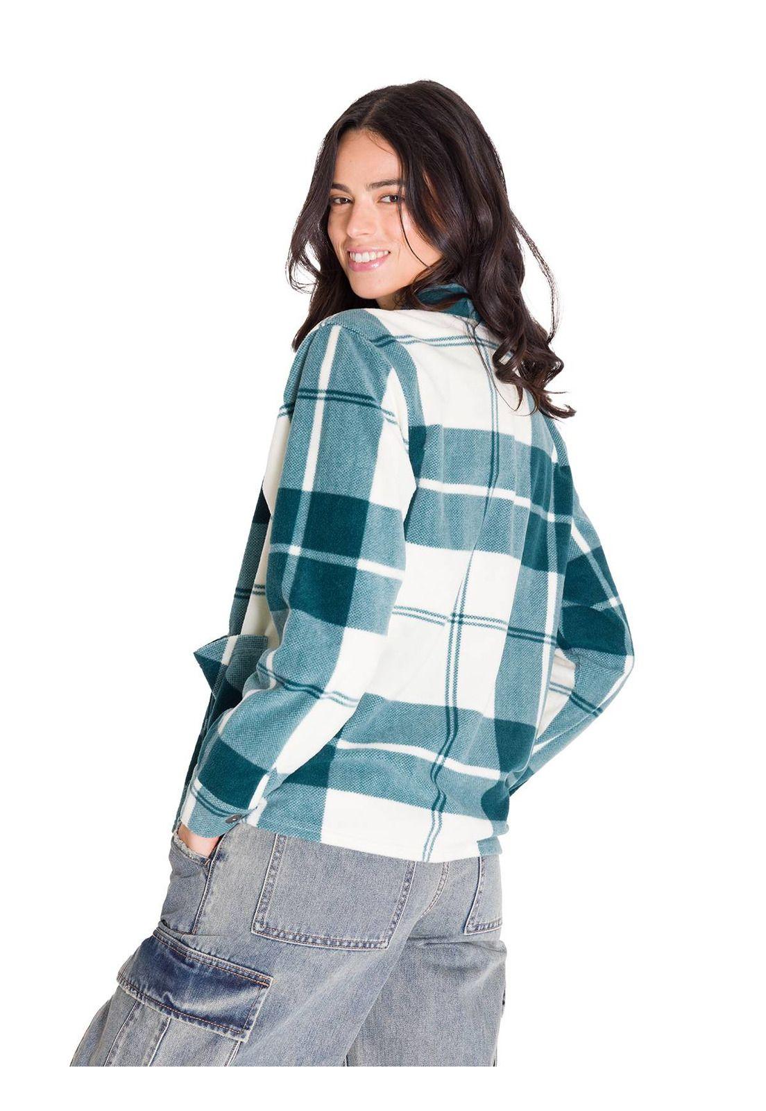 Chaqueta Microfleece Shirt Mujer Verde Petróleo-3