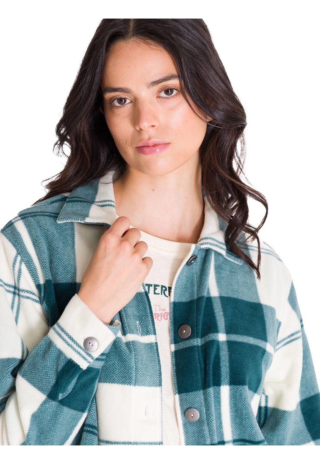 Chaqueta Microfleece Shirt Mujer Verde Petróleo-4