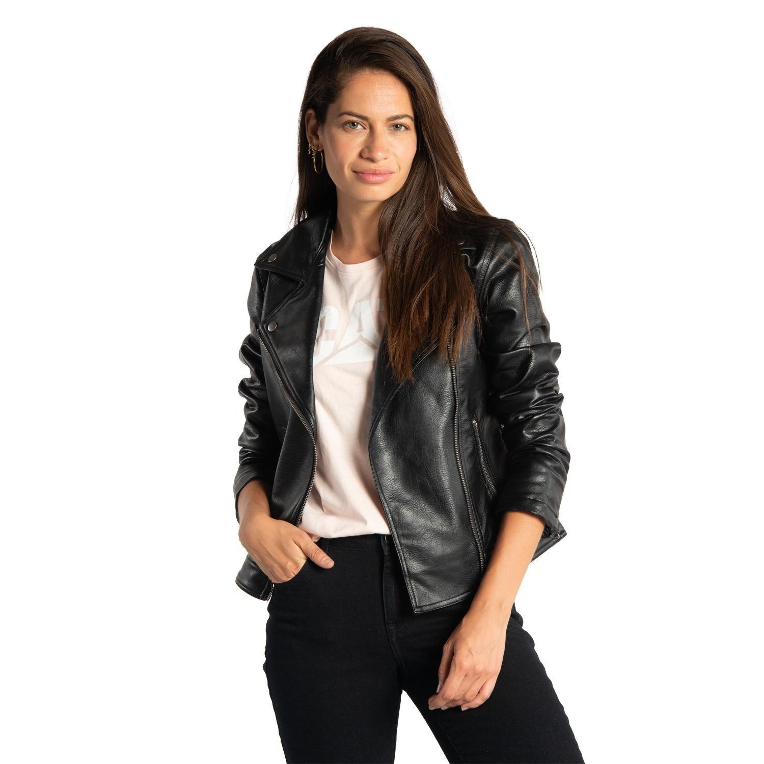 Chaqueta Mujer Faux Leather Moto Jacket Negro-0