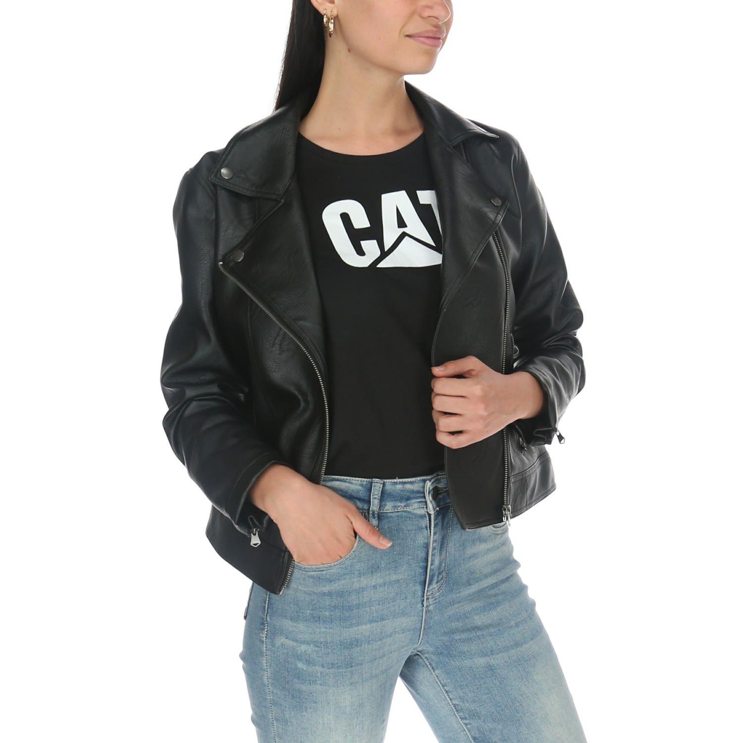 Chaqueta Mujer Faux Leather Moto Jacket Negro-4