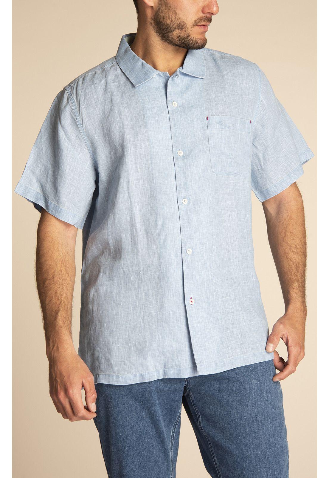 Camisa Lino Orgánico Hombre Linendyed Celeste-4