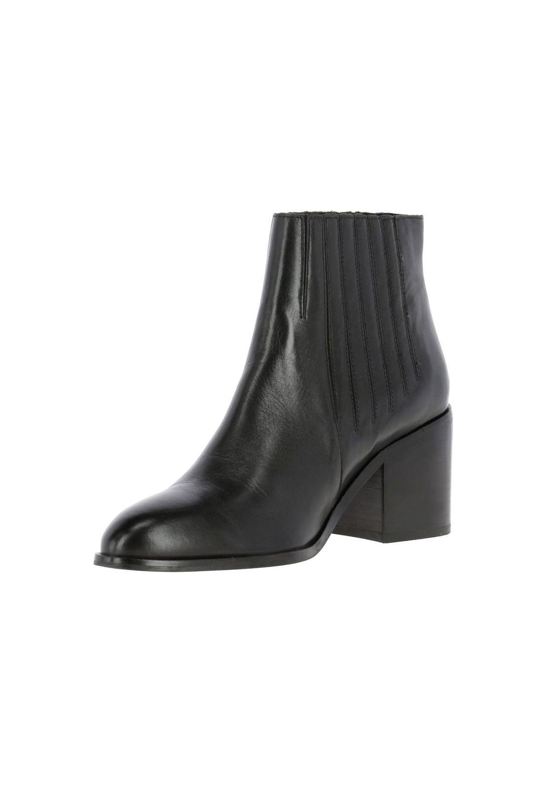 Botin Cuero Mujer Della Negro-1