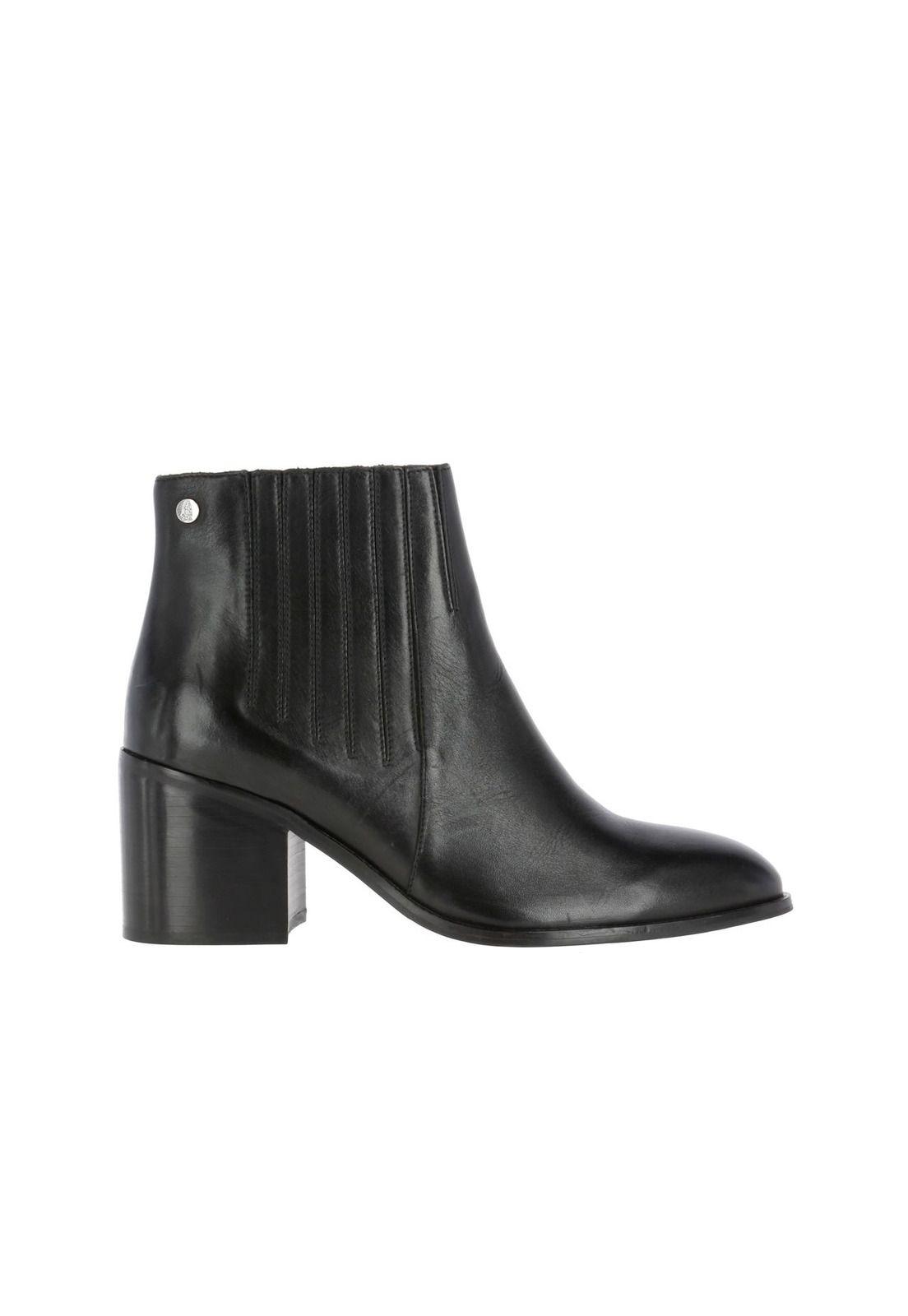 Botin Cuero Mujer Della Negro-3