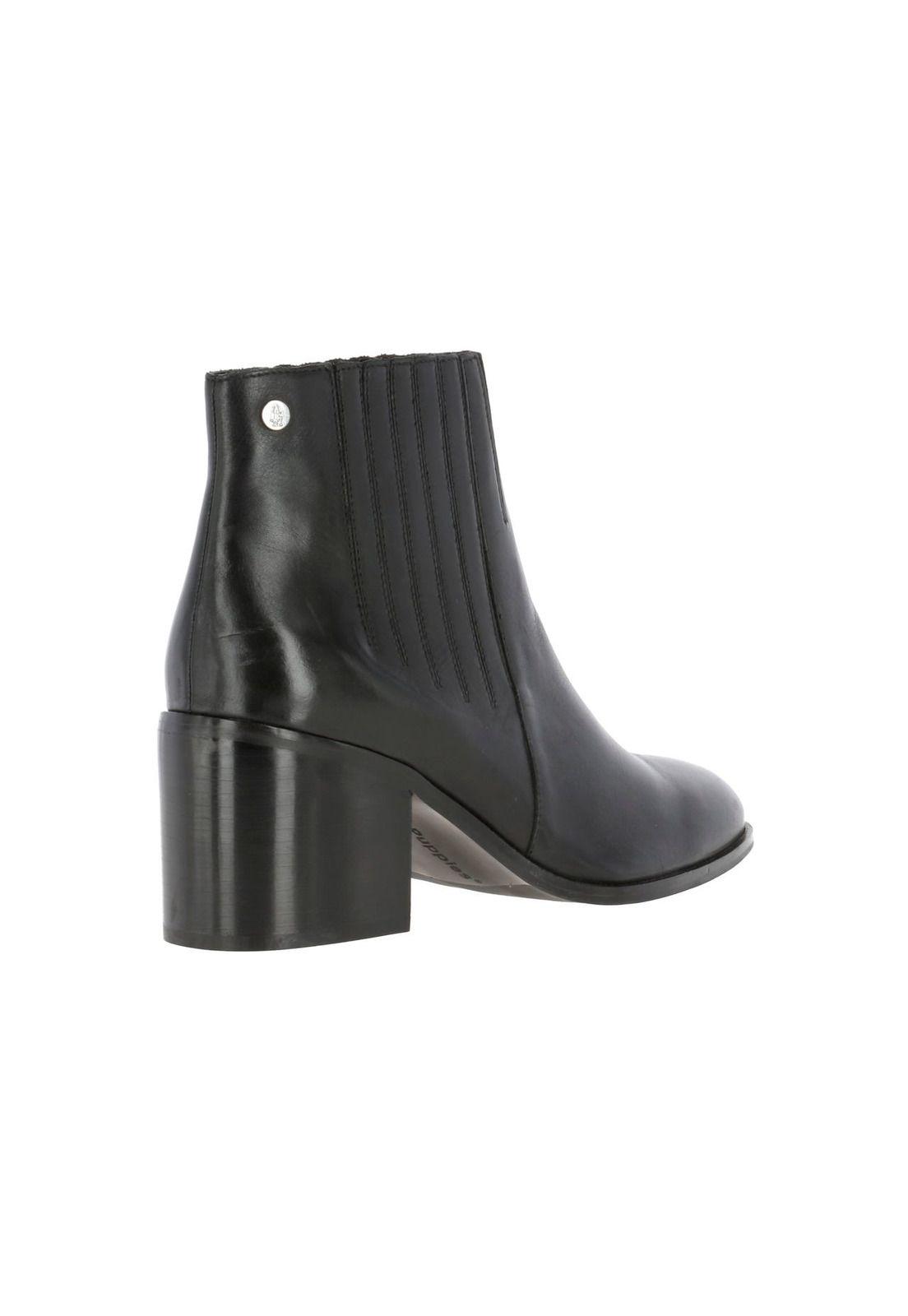 Botin Cuero Mujer Della Negro-4