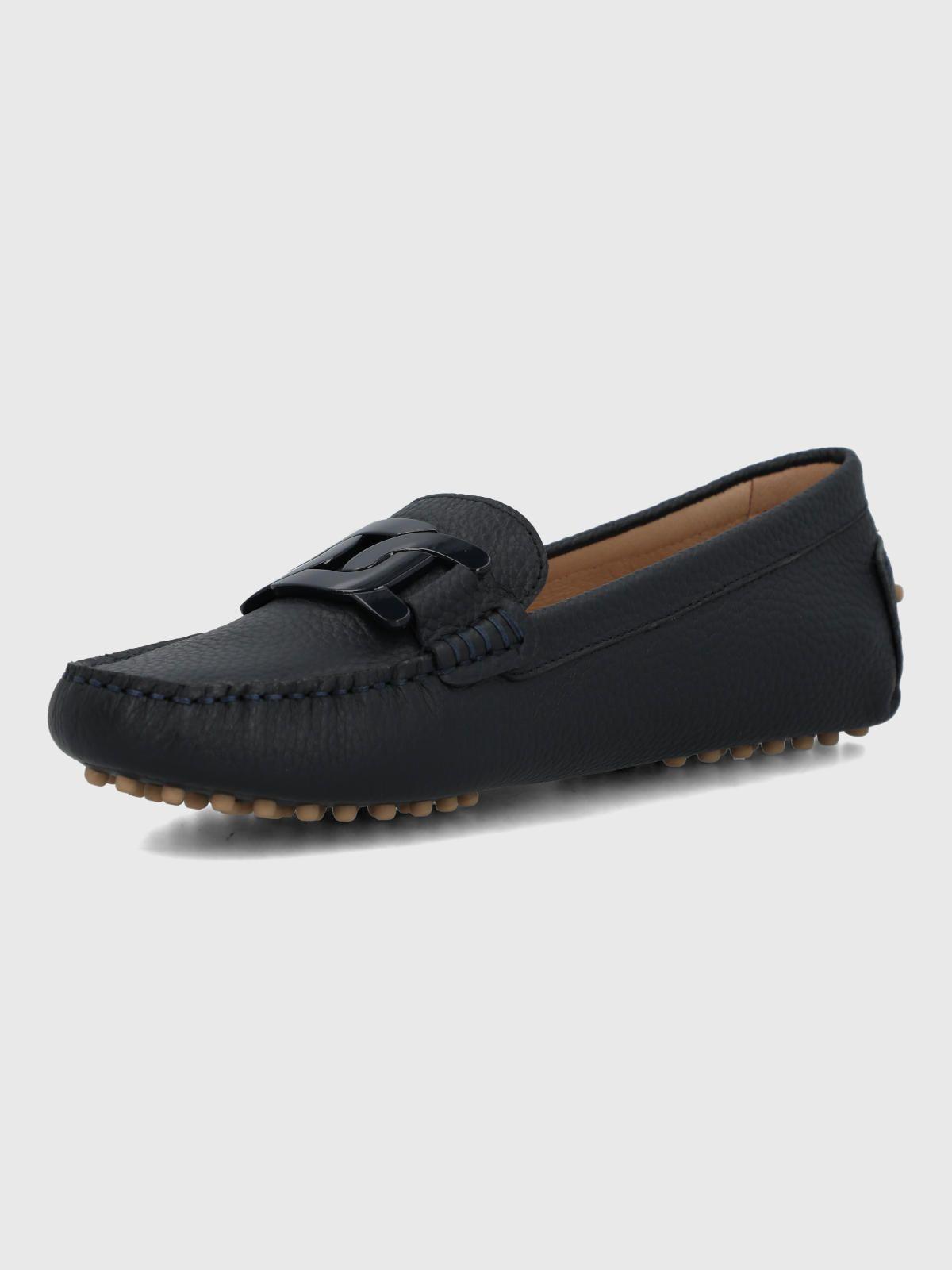 Mocasin Cuero Mujer Simona Azul-5