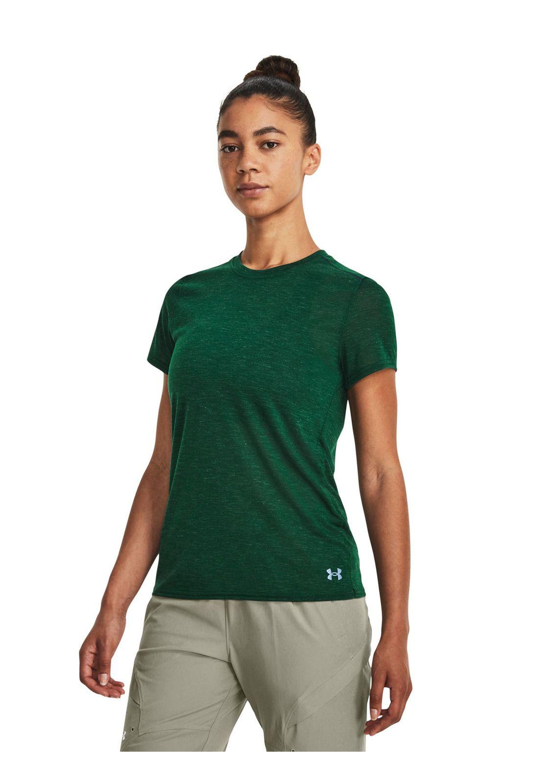 Polera manga crta Run Anywhere mujer Verde-3