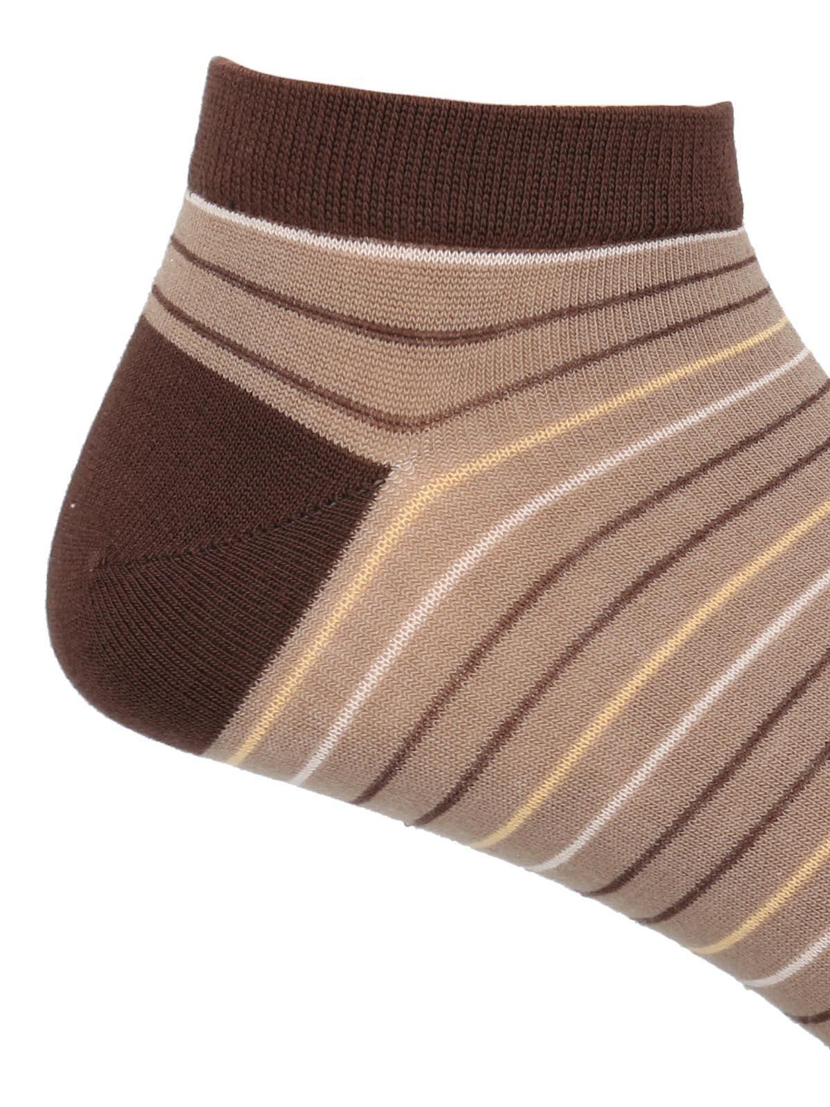 Calcetín Bambú Hombre Ped Stripe Café-1