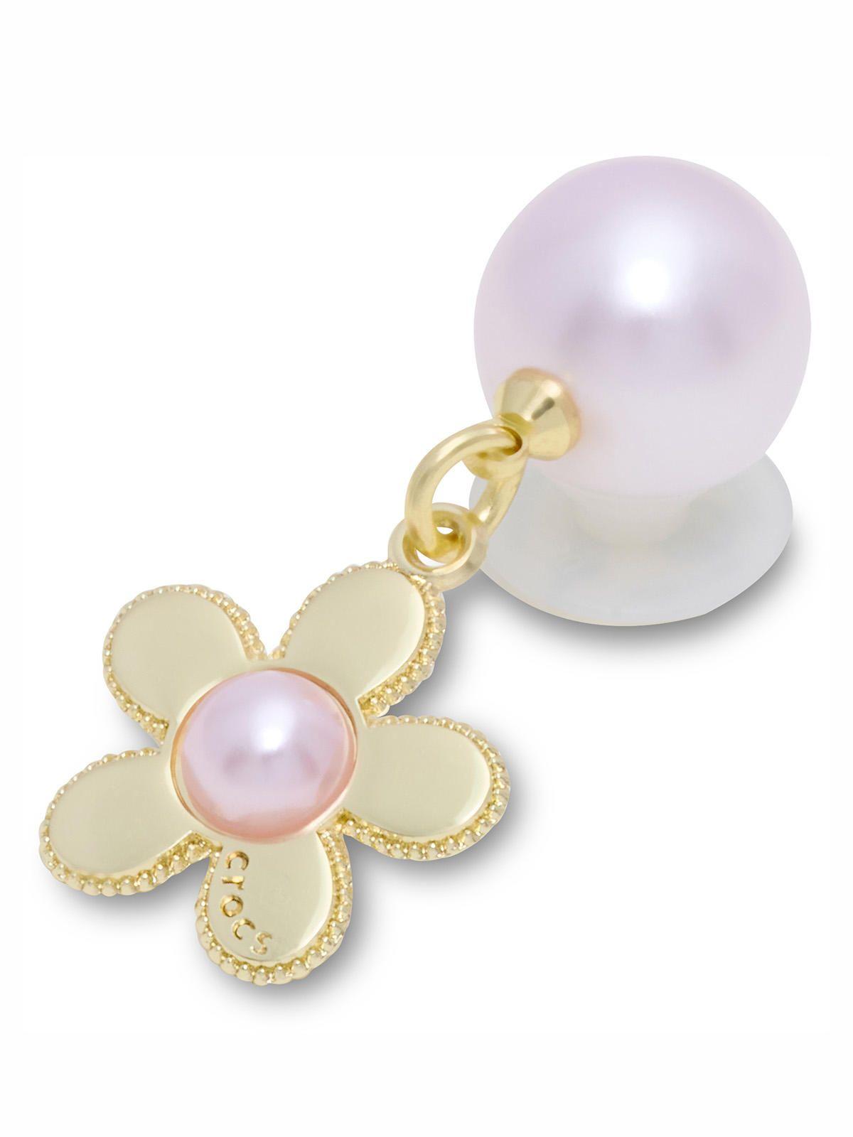 Jibbitz Perla Rosa colgante Flor Dorada-2