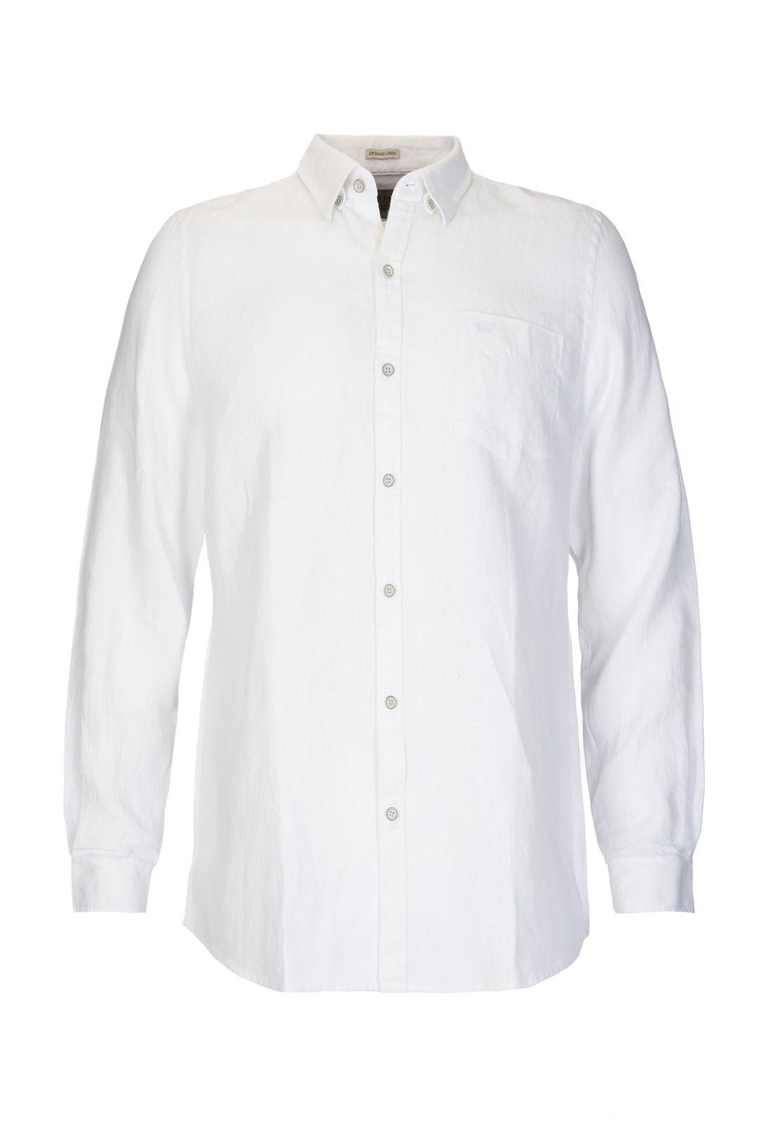 Camisa M/L Hombre Linen Blanco-0