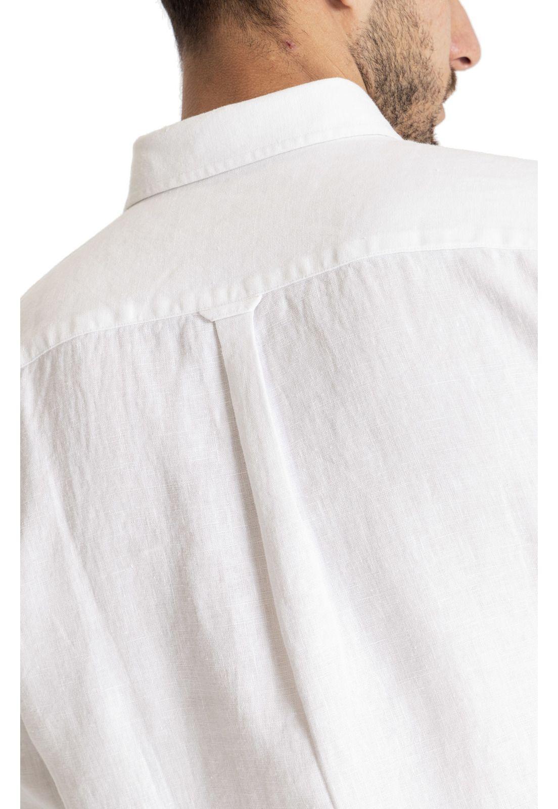 Camisa M/L Hombre Linen Blanco-6
