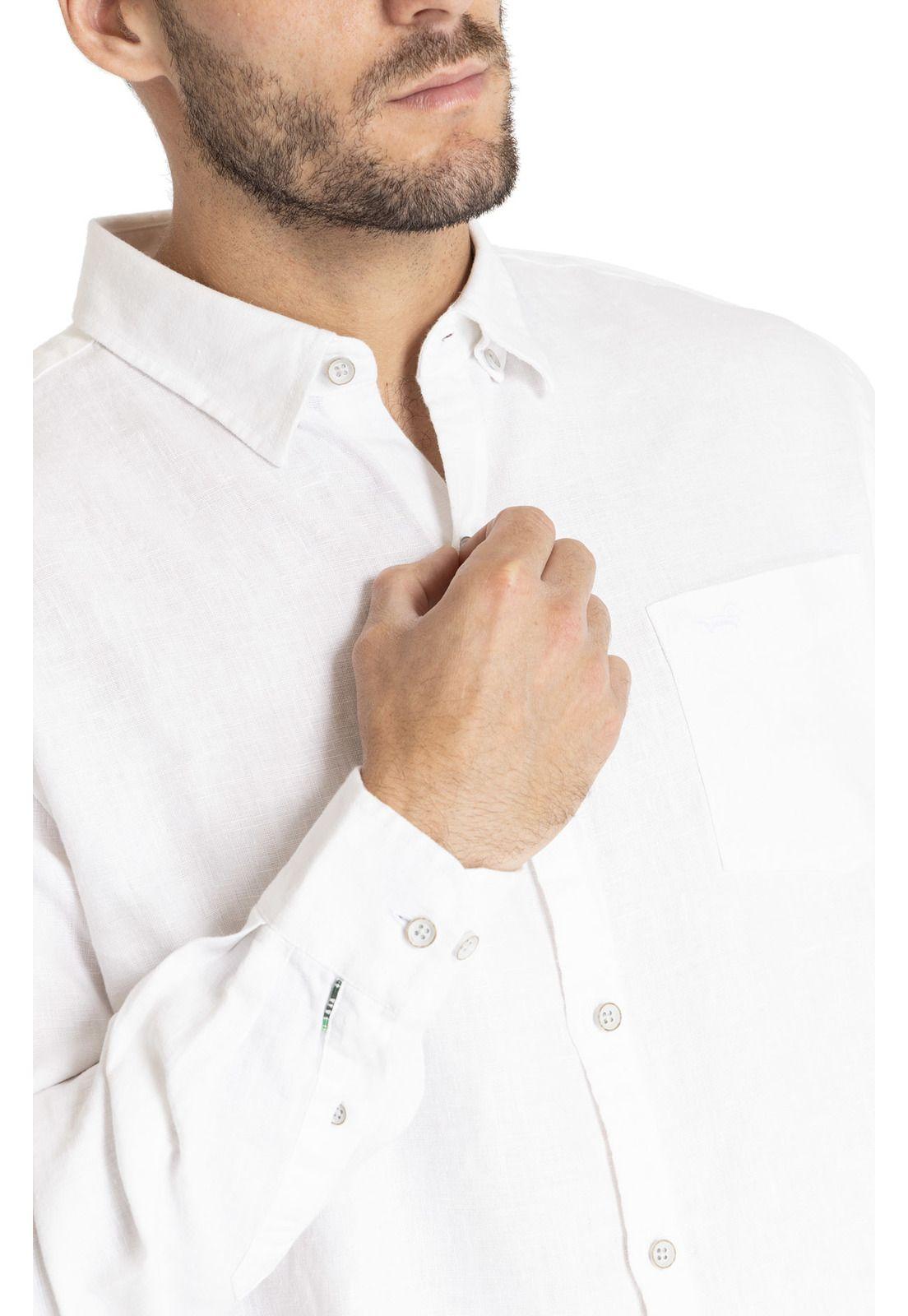 Camisa M/L Hombre Linen Blanco-7