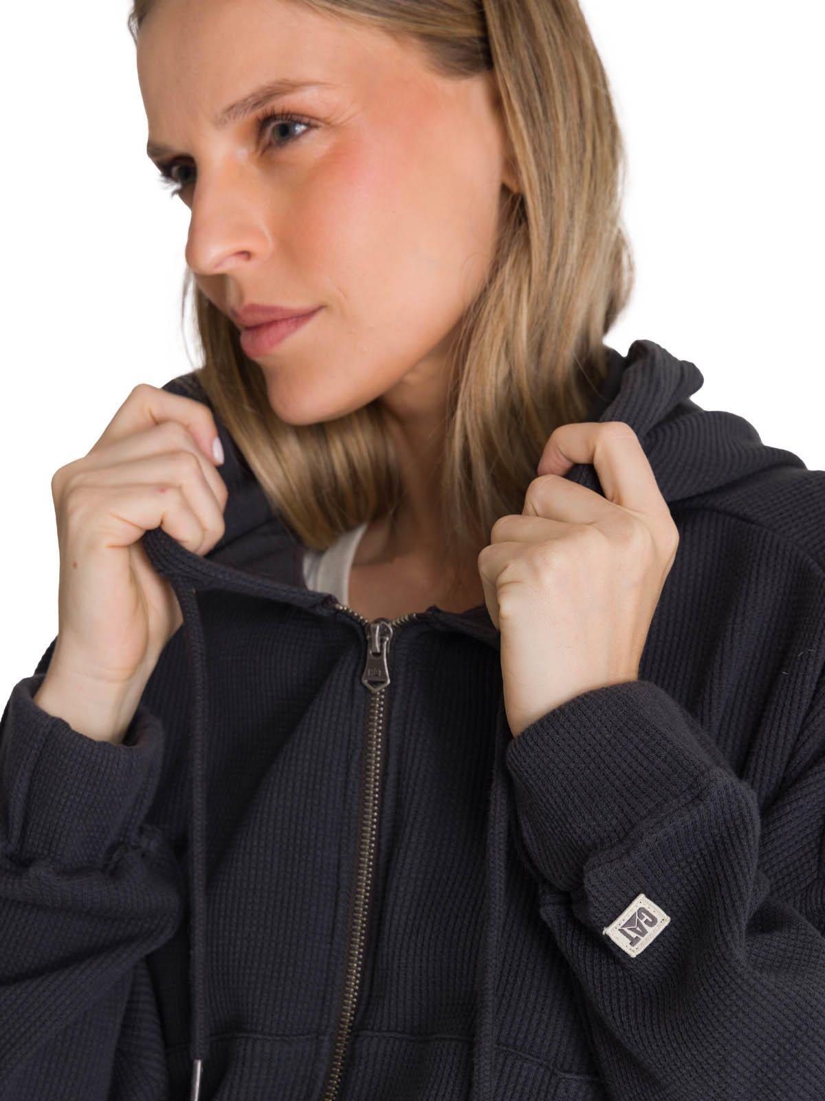 Polerón Con Gorro Mujer Waffle-Knit Grafito-5