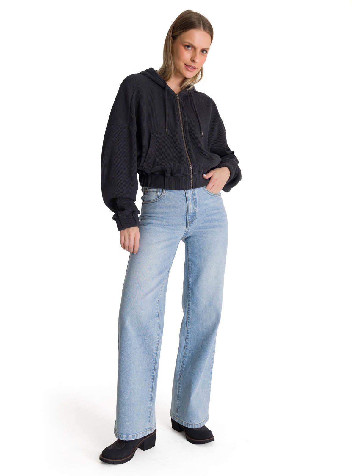 Polerón Con Gorro Mujer Waffle-Knit Grafito-6