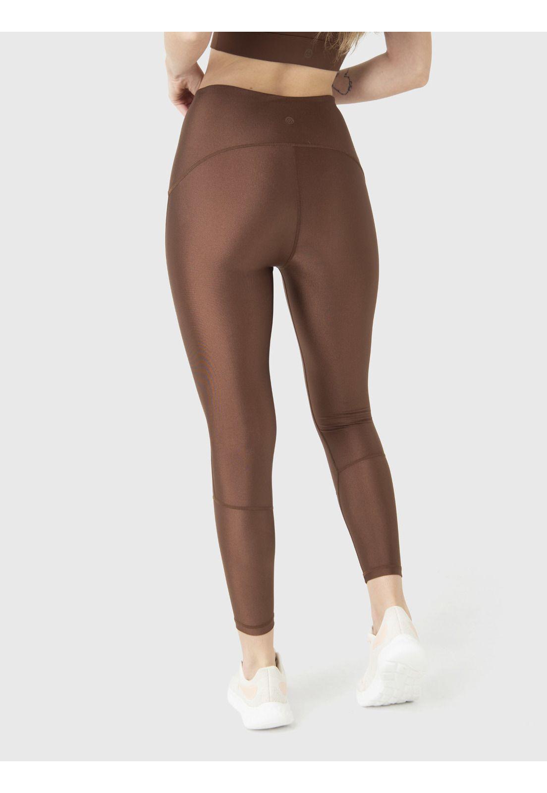 Calza Deportiva Mujer Shimmer Ankle Legg Café Oscuro-4
