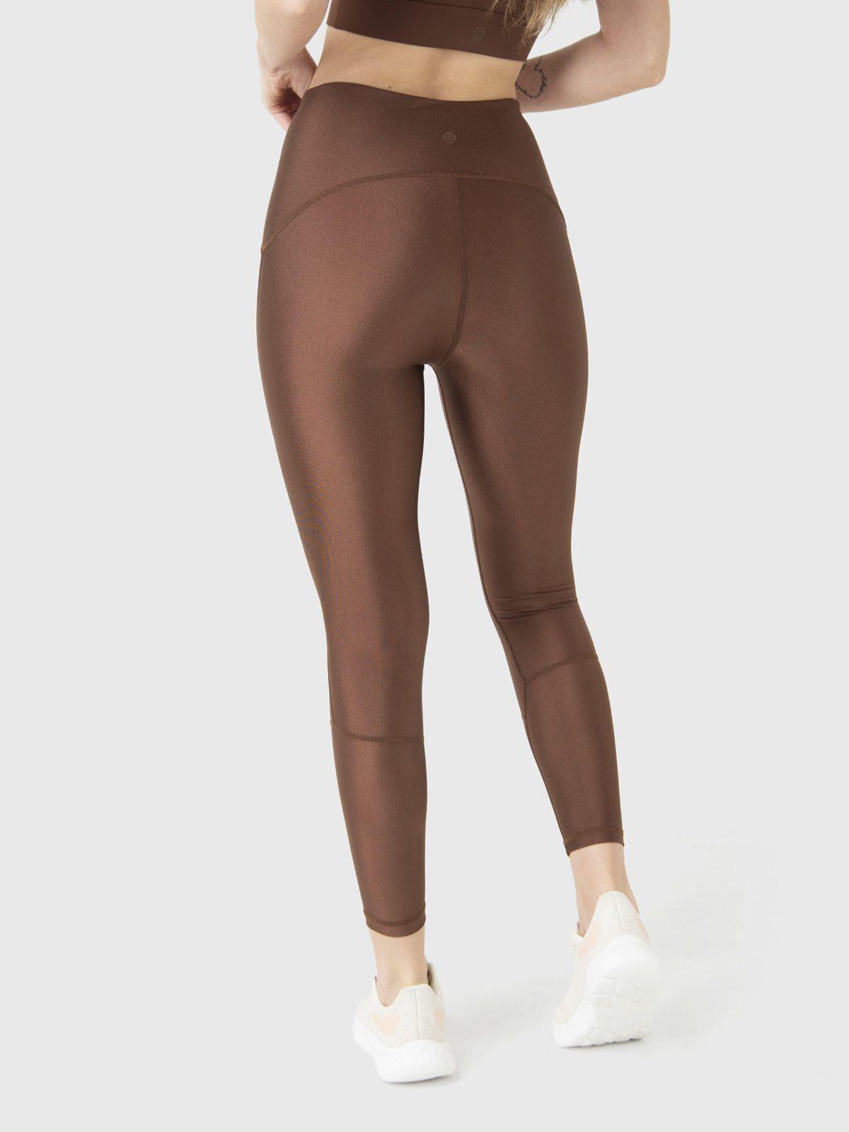 Calza Deportiva Mujer Shimmer Ankle Legg Café Oscuro-4