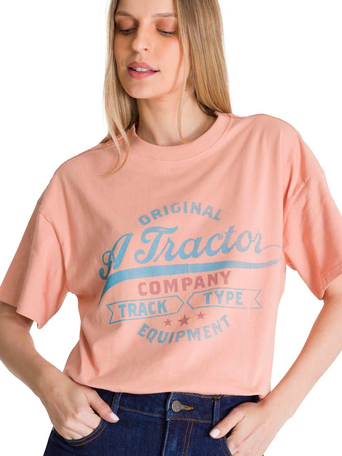 Polera Manga Corta Mujer Boxy Original Rosa-4