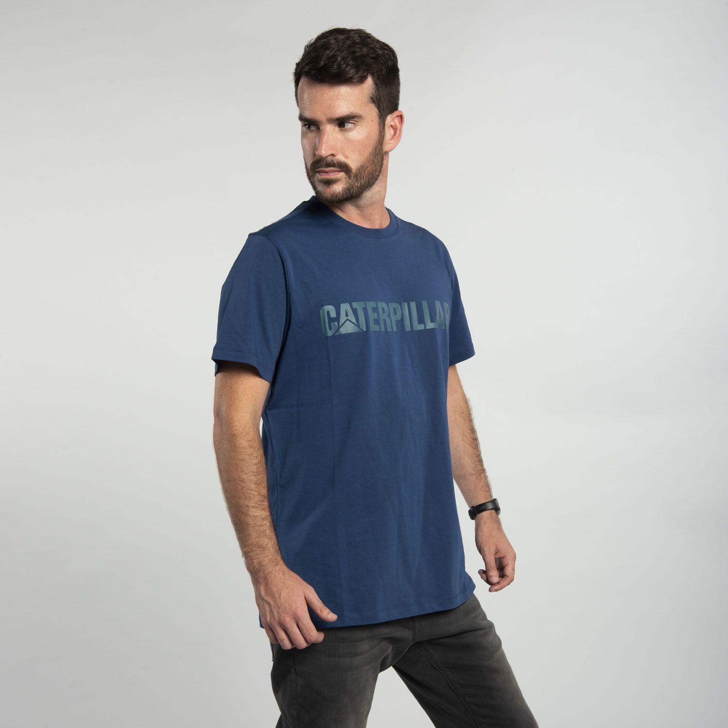 Polera M/C Hombre Caterpillar Logo Tee Azul-1