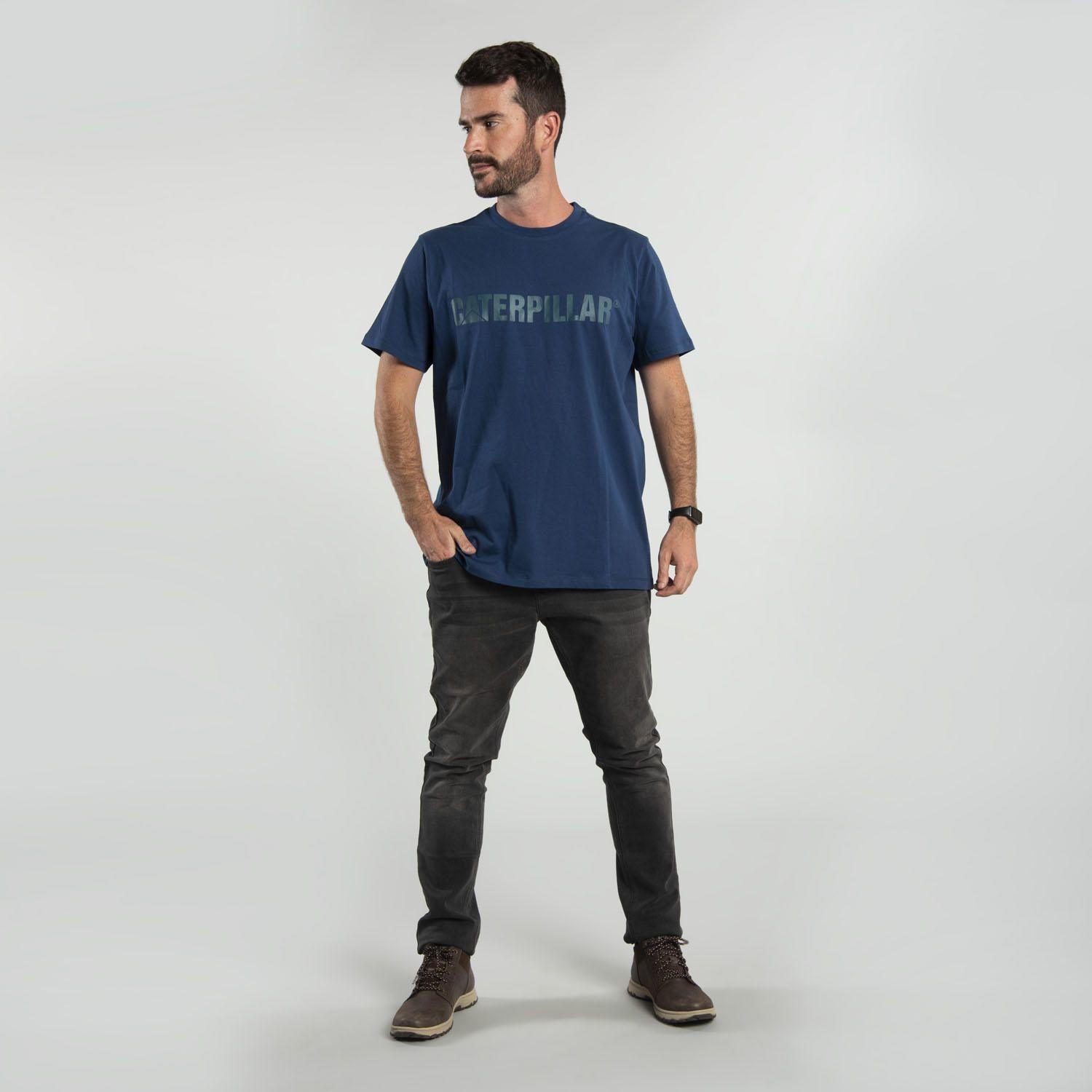 Polera M/C Hombre Caterpillar Logo Tee Azul-3