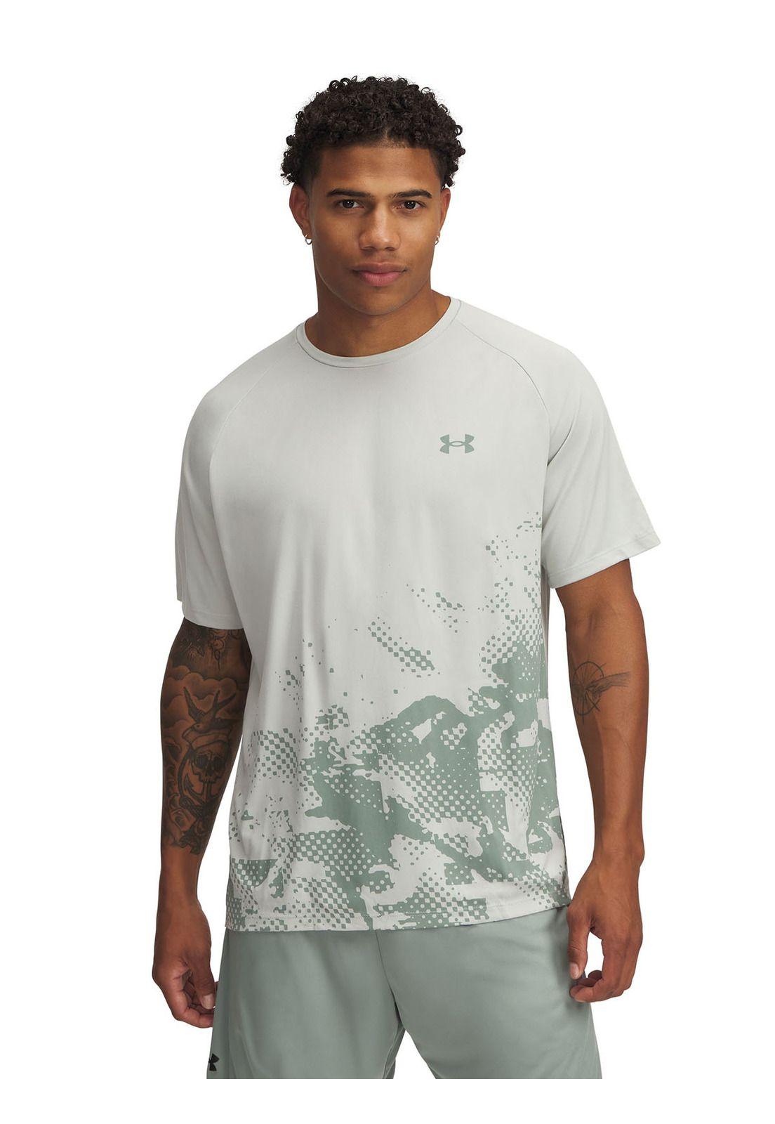 Polera Manga Corta Ua Tech Fade Verde Para Hombre-0