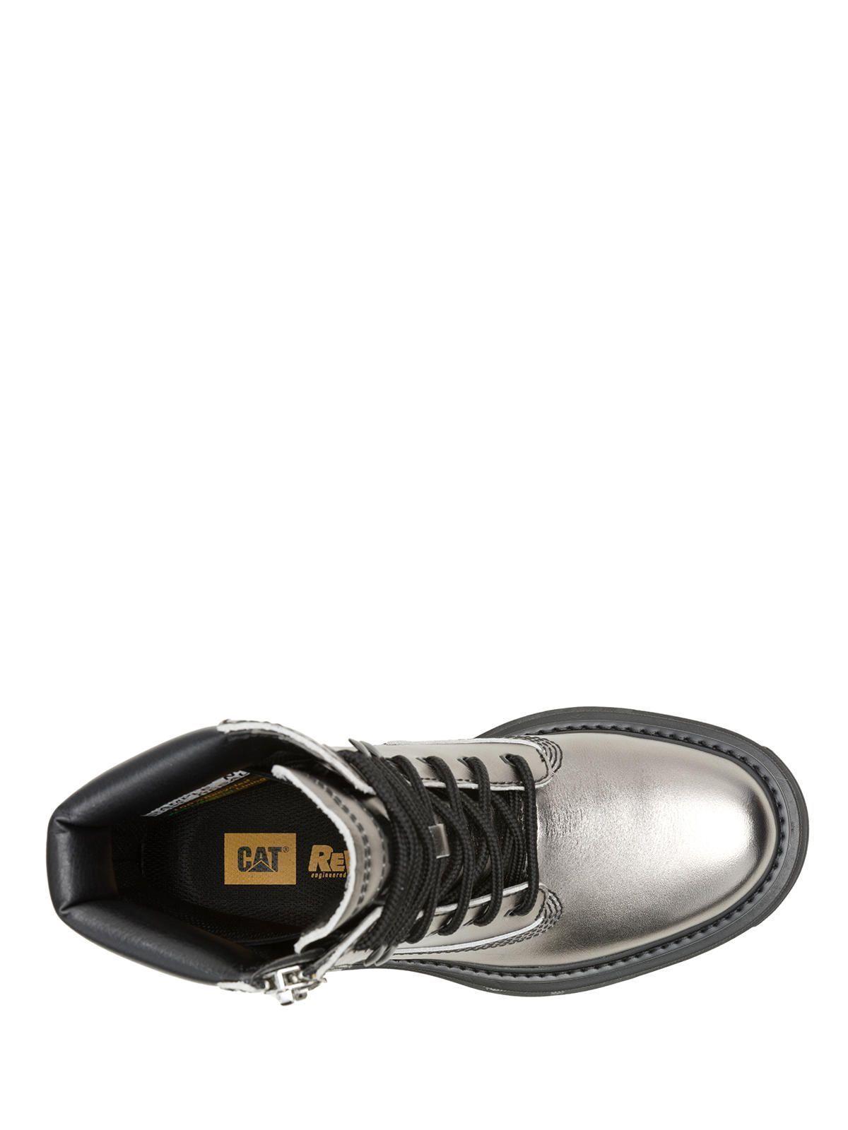 Botín Cuero Mujer Bolder Zip Plateado-6