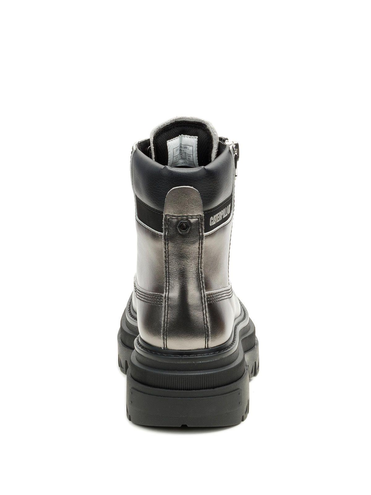 Botín Cuero Mujer Bolder Zip Plateado-5