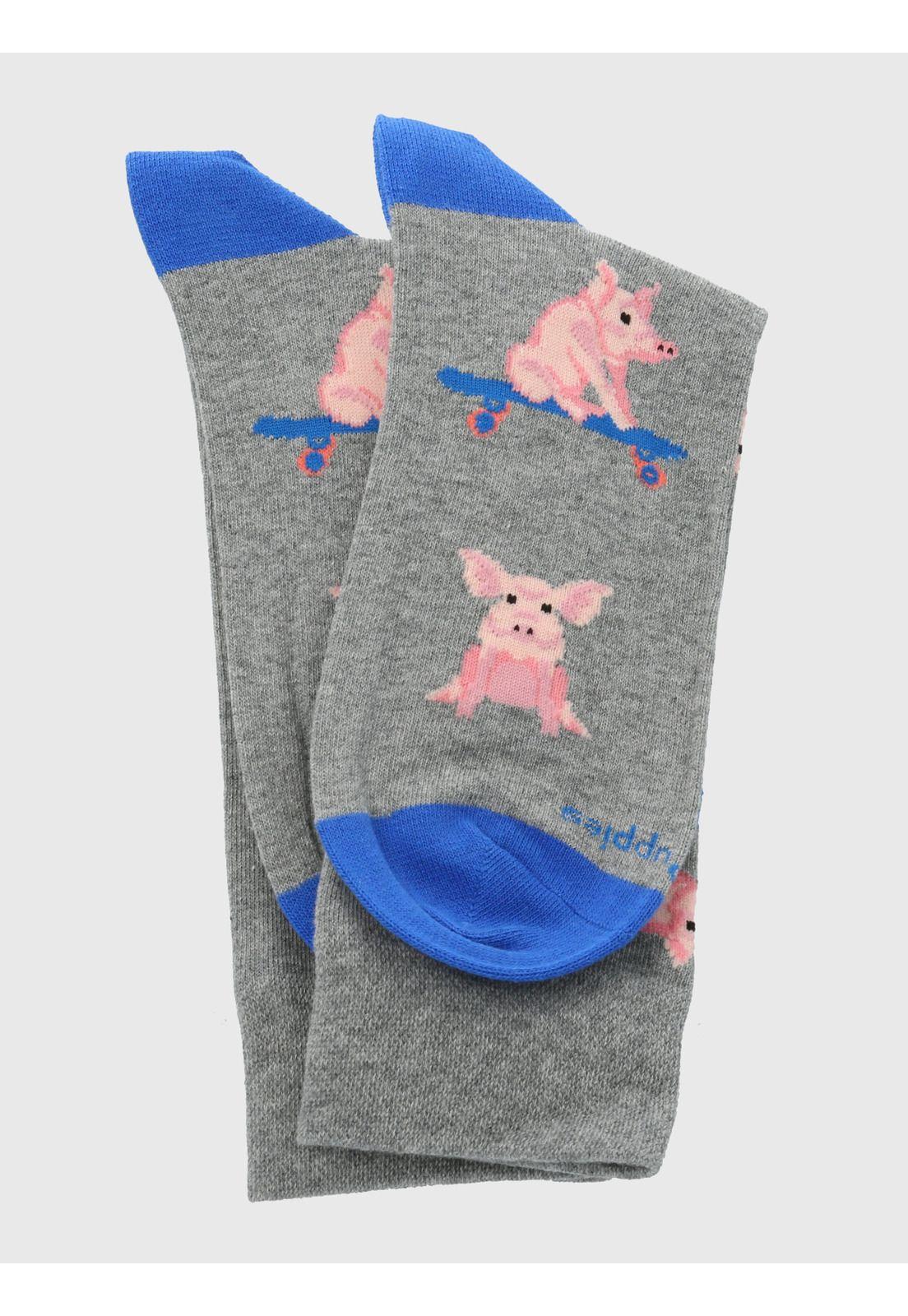 Calcetín Algodón Hombre C Cuff Skatepig Gris-2