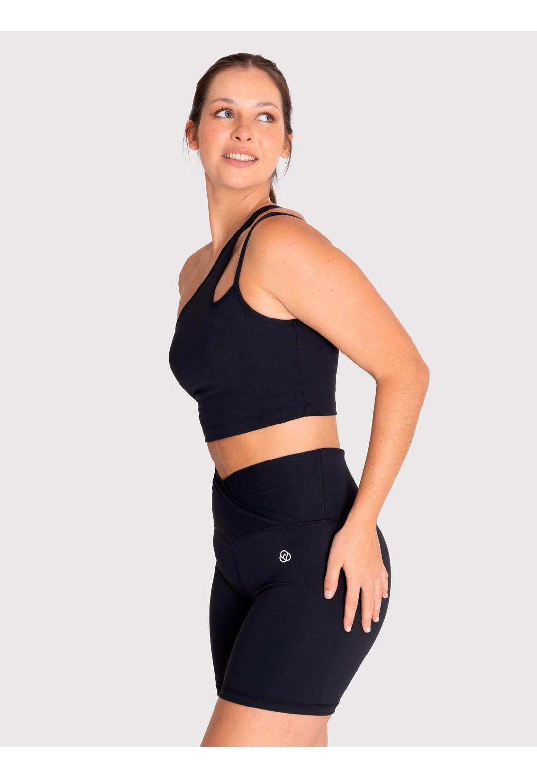 Peto asimétrico Mujer One Shoulder Negro-2
