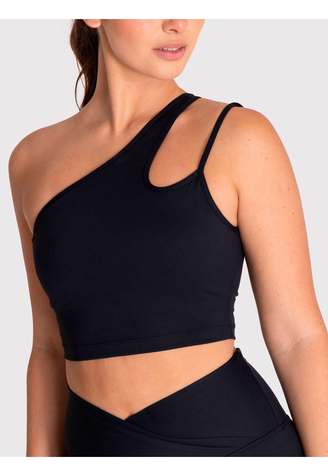Peto asimétrico Mujer One Shoulder Negro-3