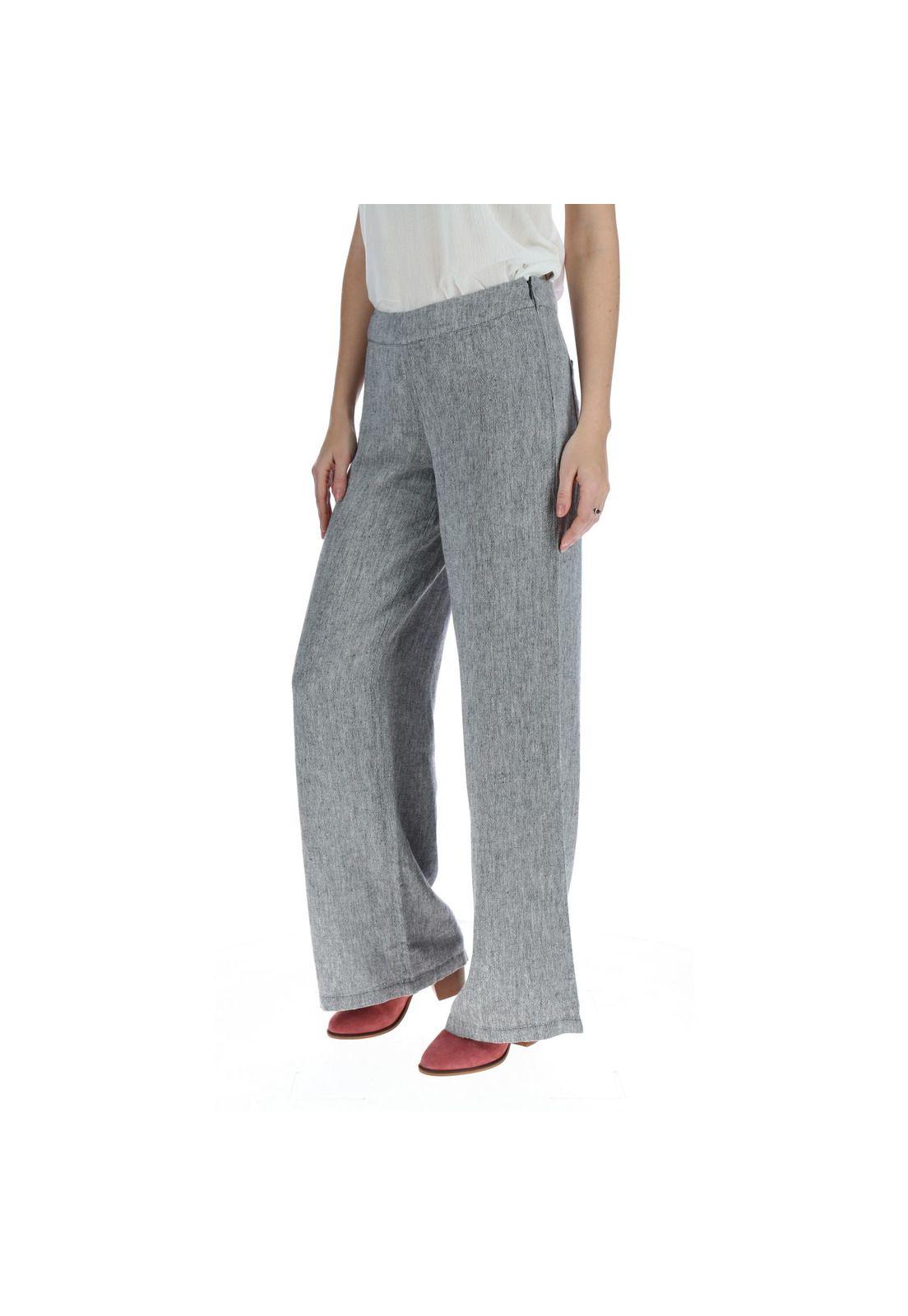 Pantalón Flare Mujer Aman Gris-1
