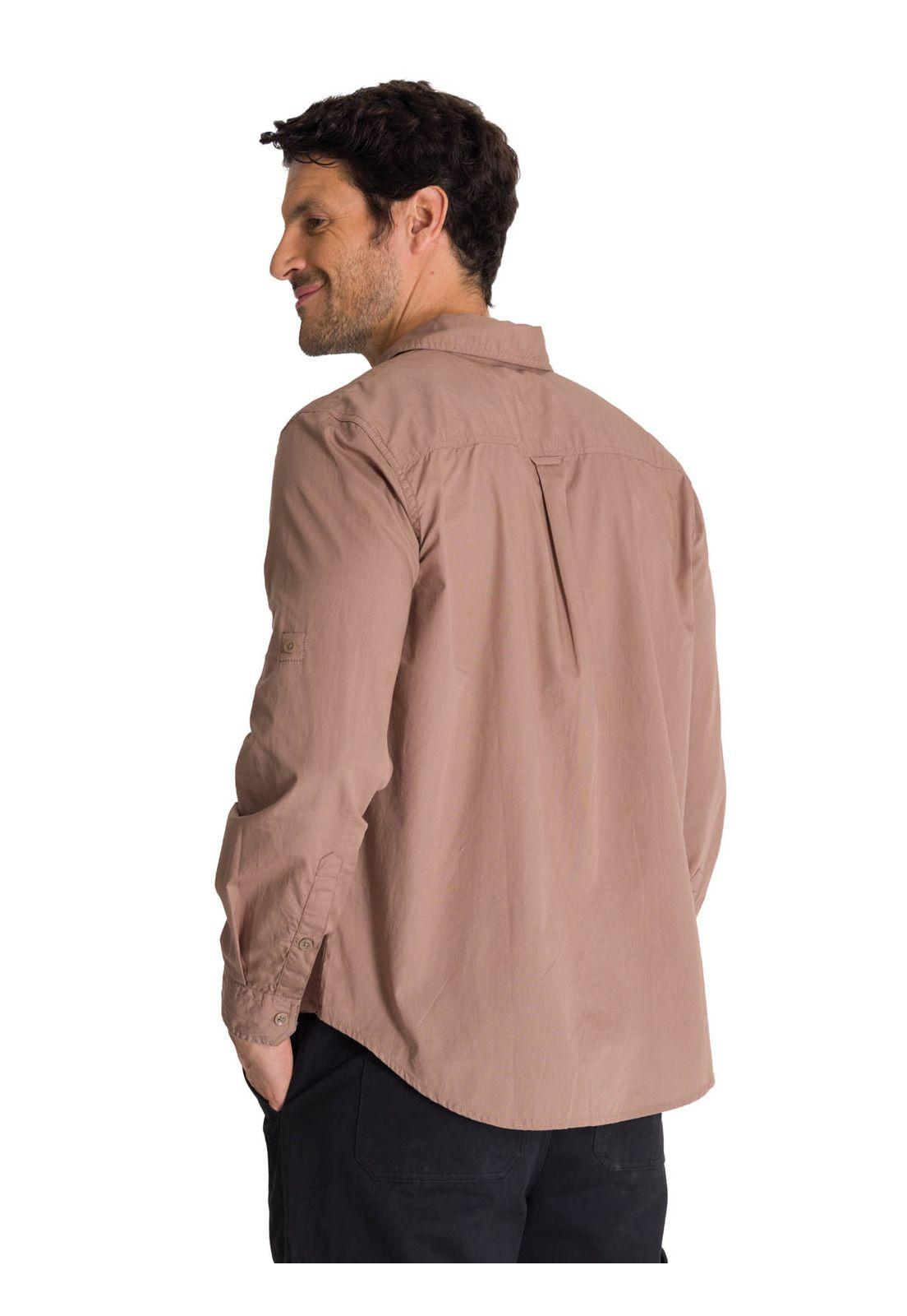 Camisa Manga Larga Hombre Convertible Café-3