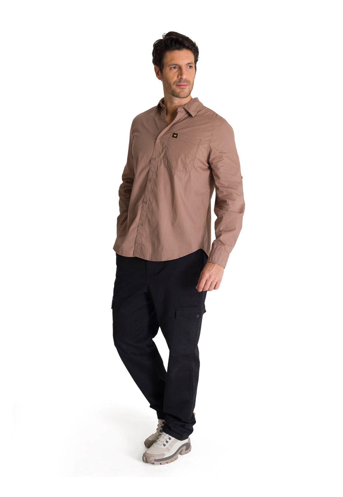 Camisa Manga Larga Hombre Convertible Café-6