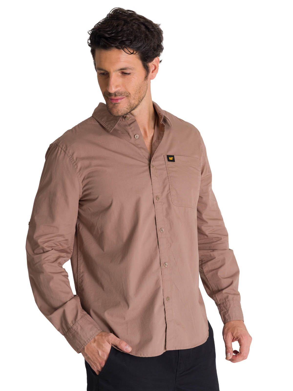 Camisa Manga Larga Hombre Convertible Café-1