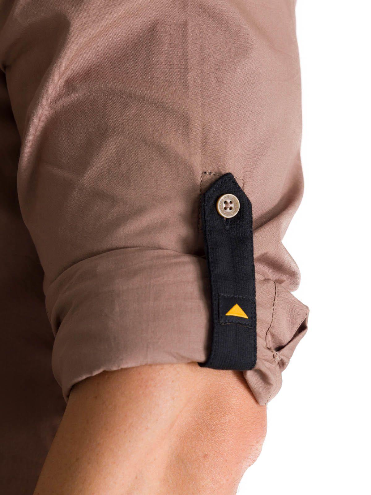 Camisa Manga Larga Hombre Convertible Café-5