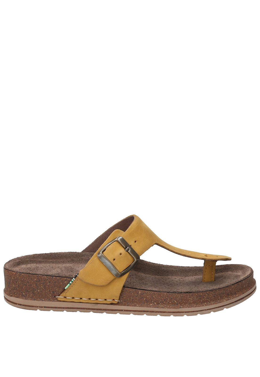 Sandalia Cuero Mujer Salvario Amarillo-0