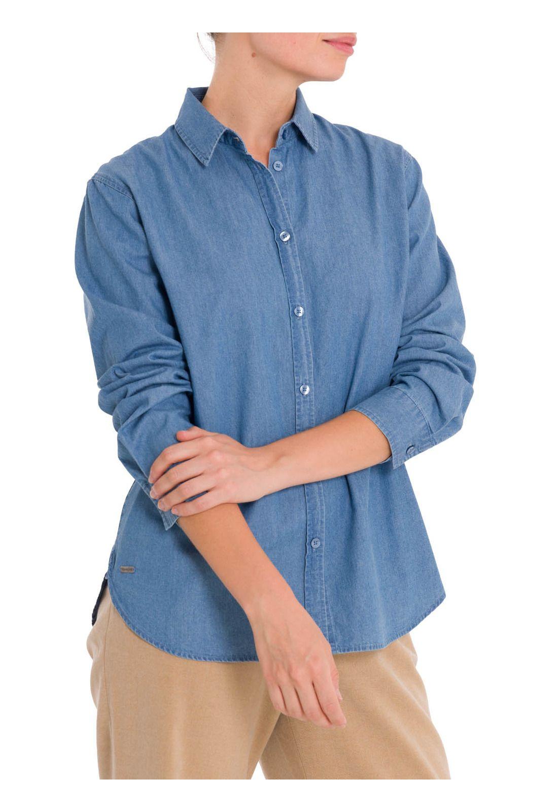 Blusa Algodón Orgánico Mujer Makalu Azul-5