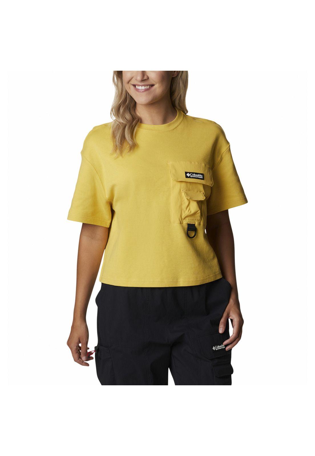 Polera M/C Mujer Field Creek Cropped Amarillo-0
