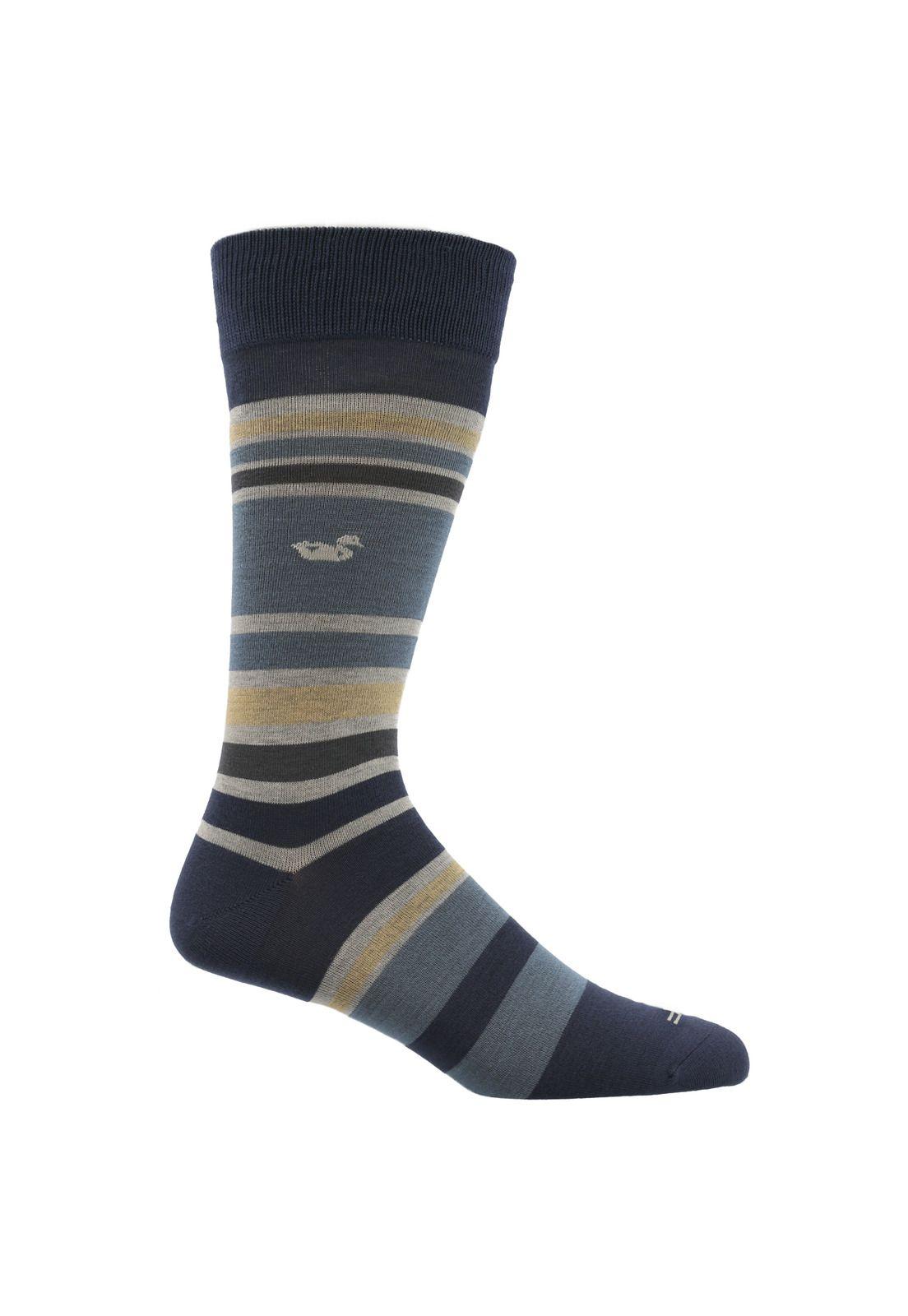 Calcetín Bambú Hombre Block Azul-0